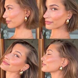 Large Gold Chunky Tear Drop Earrings - Zara style